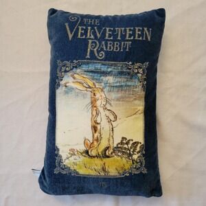 Victorian Trading Co Throw Pillow Blue Velveteen Rabbit Book Quote Vintage Gift